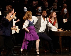 Arm wrestling tavern scene from Carmina Burana