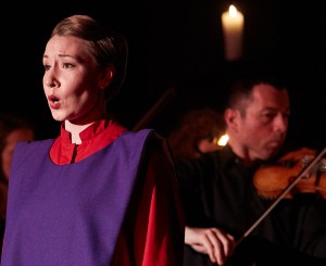 Mezzo soprano Kathryne Overturf and violinist Kiril Laskarov in Praeclara's Messiah: Passion and Resurrection